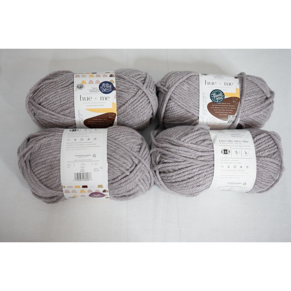 Lion Brand Hue + Me Yarn 4 Skeins Haze 144AH New Bulky 5 Wool Blend 137yd Each